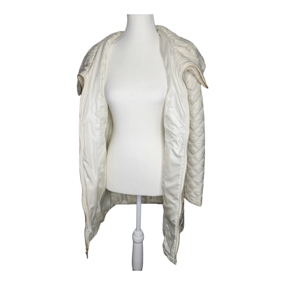 Via Spiga Ivory Diamond Quilted Rib Knit Collar Jacket Size XS - Picture 4 of 6